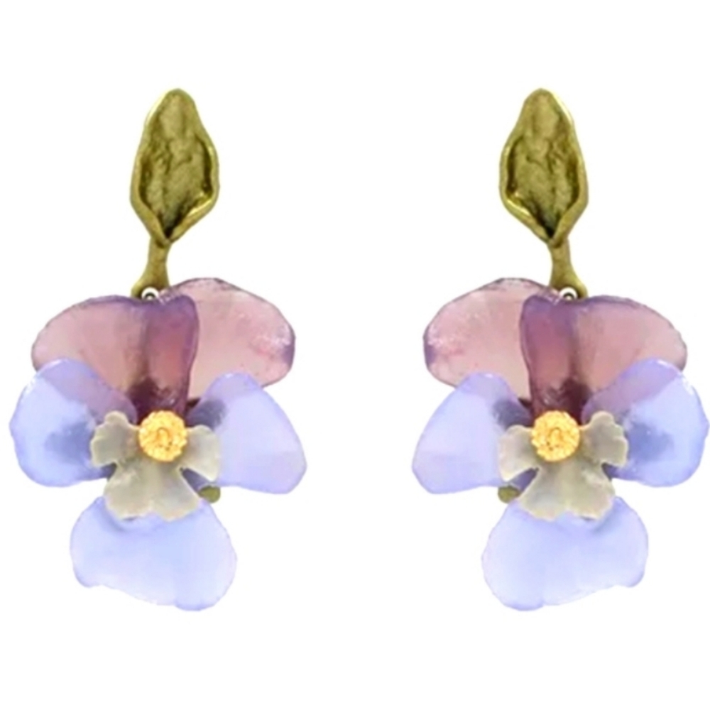 NWT GP, Enamel Pensies Earrings. - Picture 6 of 6